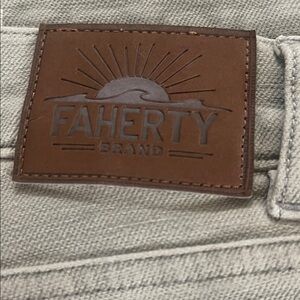 Faherty Men's Gray Jeans with Brown Patch